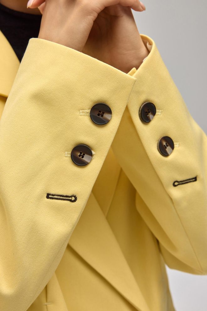 Mai Collection Yellow Double Breasted Blazer Jacket Wholesale Clothing Fall