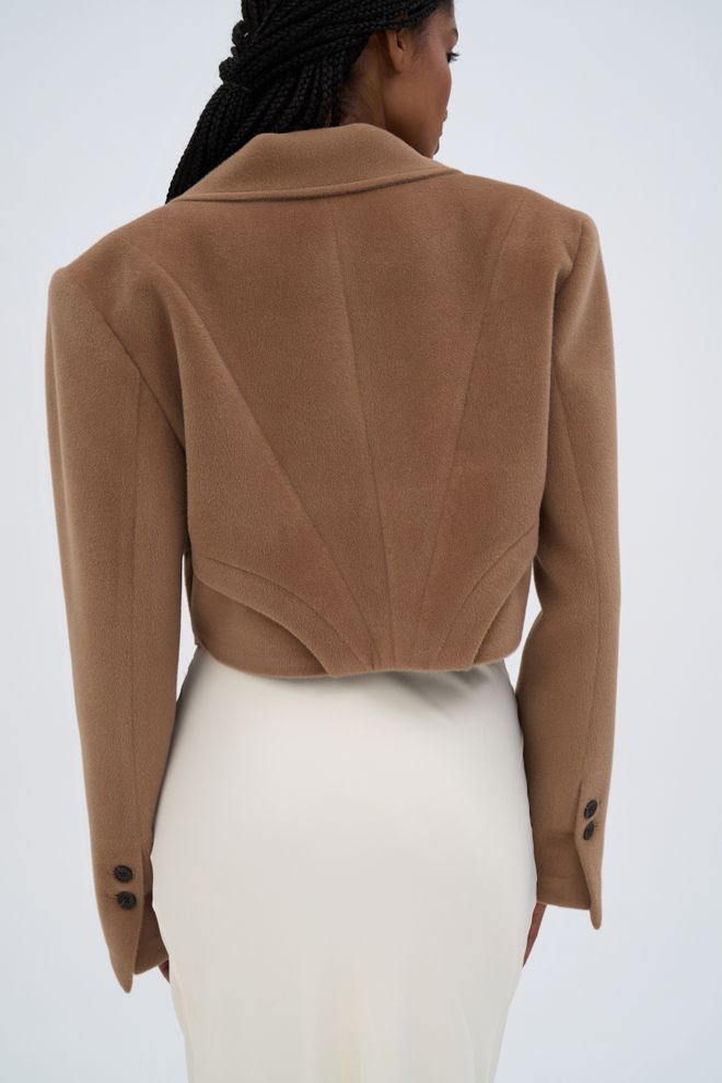 Mai Collection Jakna Rjav Eleganten Enoprsni Blazer Oblačila na debelo Vintage