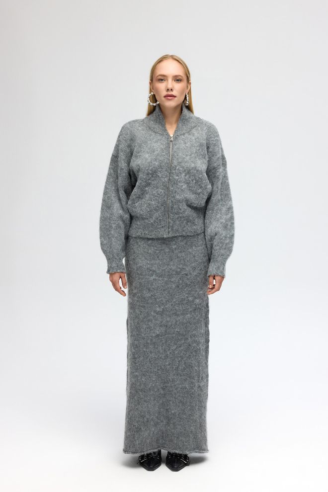 Mai Collection جيبة رمادي بوديكون ماكسي بخصر منتصف أسلوب غير رسمي وأنيق ملابس بالجملة 5