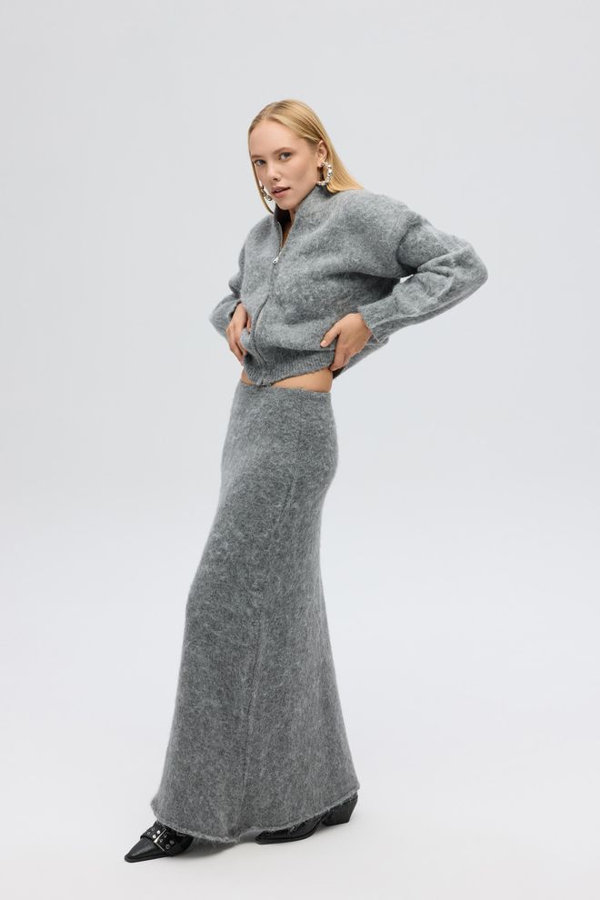 Mai Collection جيبة رمادي بوديكون ماكسي بخصر منتصف أسلوب غير رسمي وأنيق ملابس بالجملة عمل