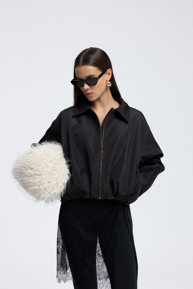 Mai Collection Zwart Oversized Pasvorm Overhemd Jas Groothandel Kleding Casual