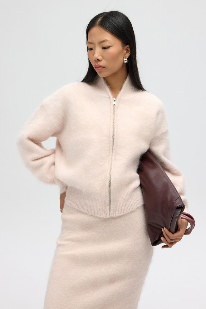 Mai Collection Smėlio Spalvos Kardiganas Su Gobtuvu Ir Užtrauktuku Didmeninė prekyba drabužiais Kokteilinė