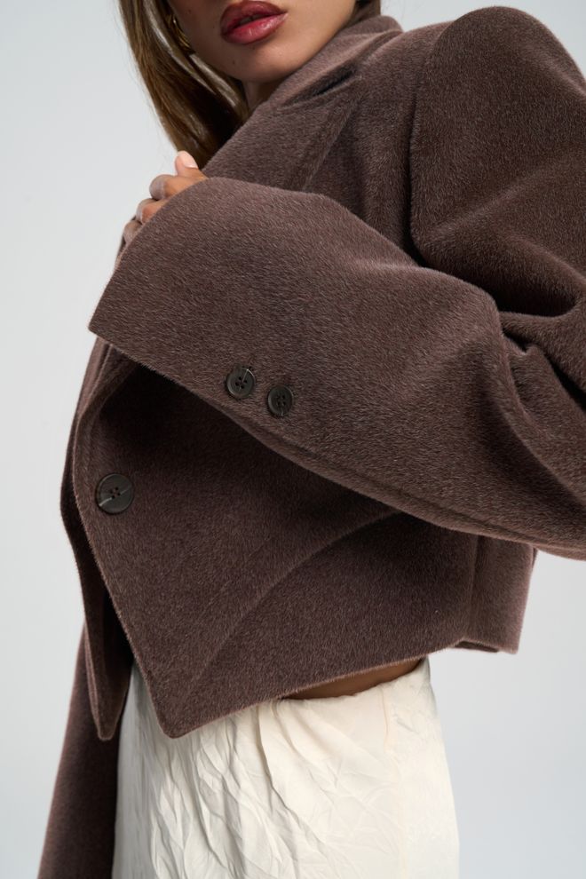 Mai Collection Rjava Elegantna Enoprsna Blazer Jakna Oblačila na debelo Koktajl