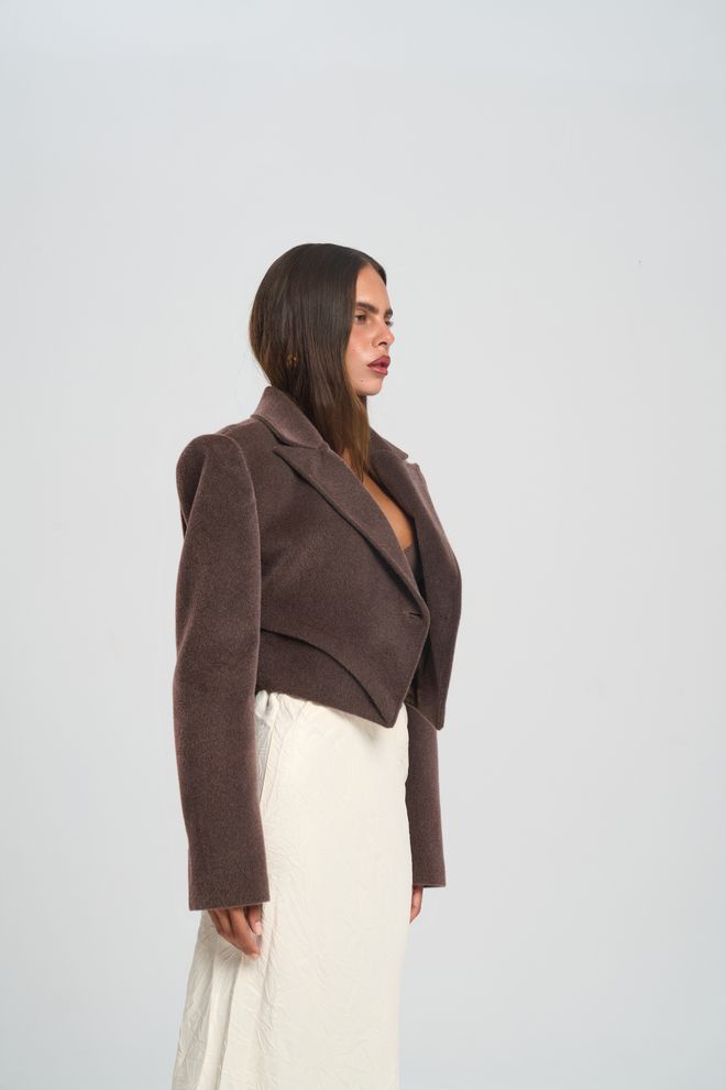 Mai Collection Rjava Elegantna Enoprsna Blazer Jakna Oblačila na debelo Pomlad