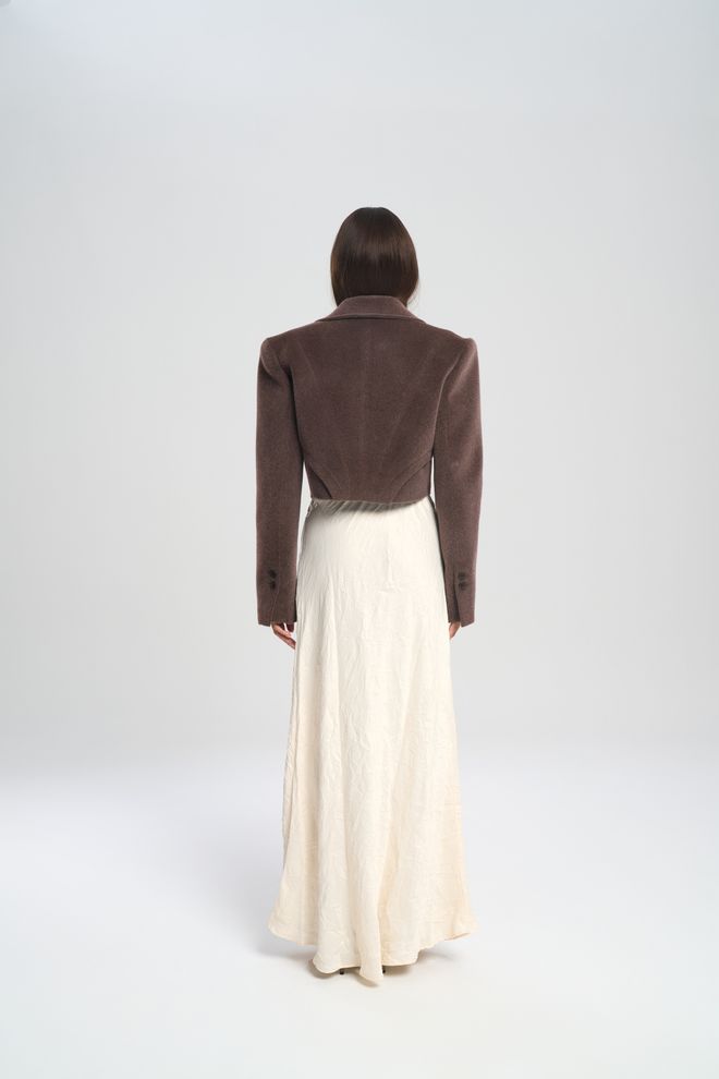 Mai Collection Rjava Elegantna Enoprsna Blazer Jakna Oblačila na debelo Vintage