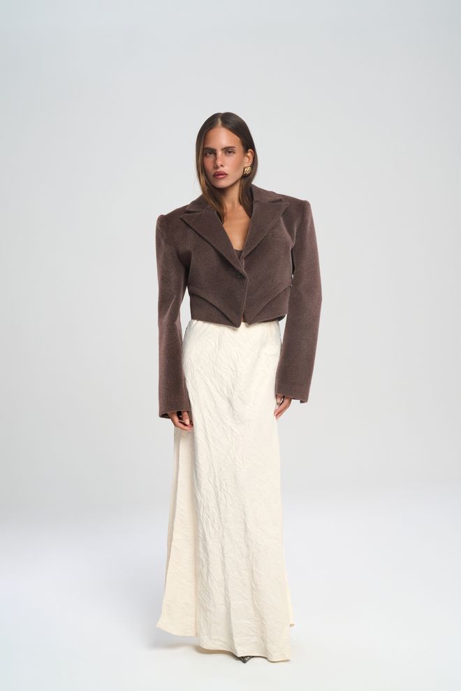 Mai Collection Rjava Elegantna Enoprsna Blazer Jakna Oblačila na debelo 1