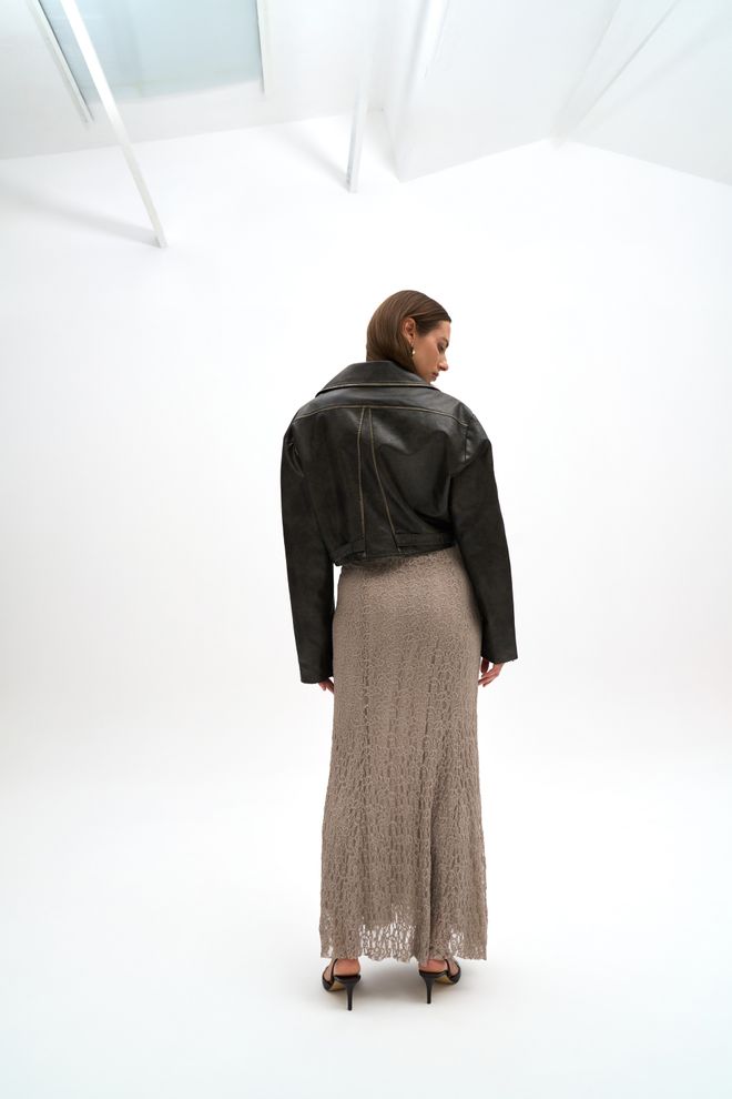 Mai Collection Negro Chaqueta Biker Con Cuello Con Muescas Ropa al por mayor Antiguo