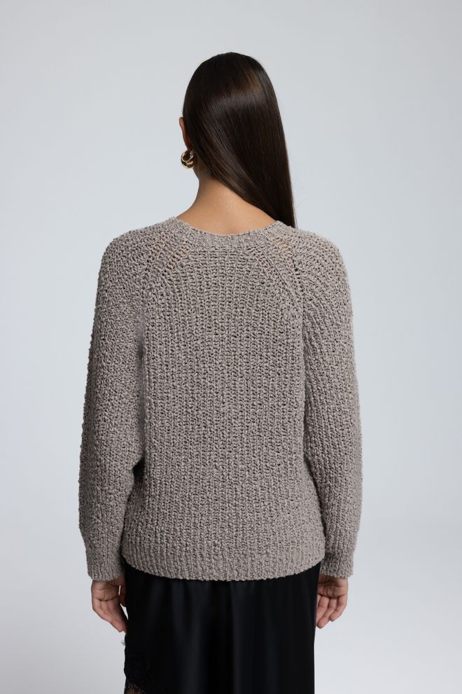 Mai Collection Bež Pulover Z Raglan Rokavi Oblačila na debelo Padec