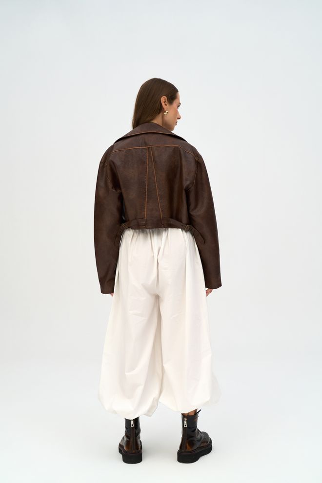 Mai Collection Geacă Maro Biker Croială Supradimensionată Cu Buzunare Cu Fermoar Îmbrăcăminte cu ridicata Vintage