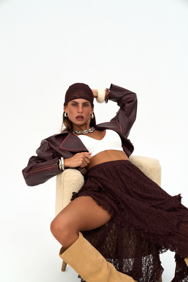 Mai Collection Chaqueta Biker Rojo Clarete Ropa al por mayor 5