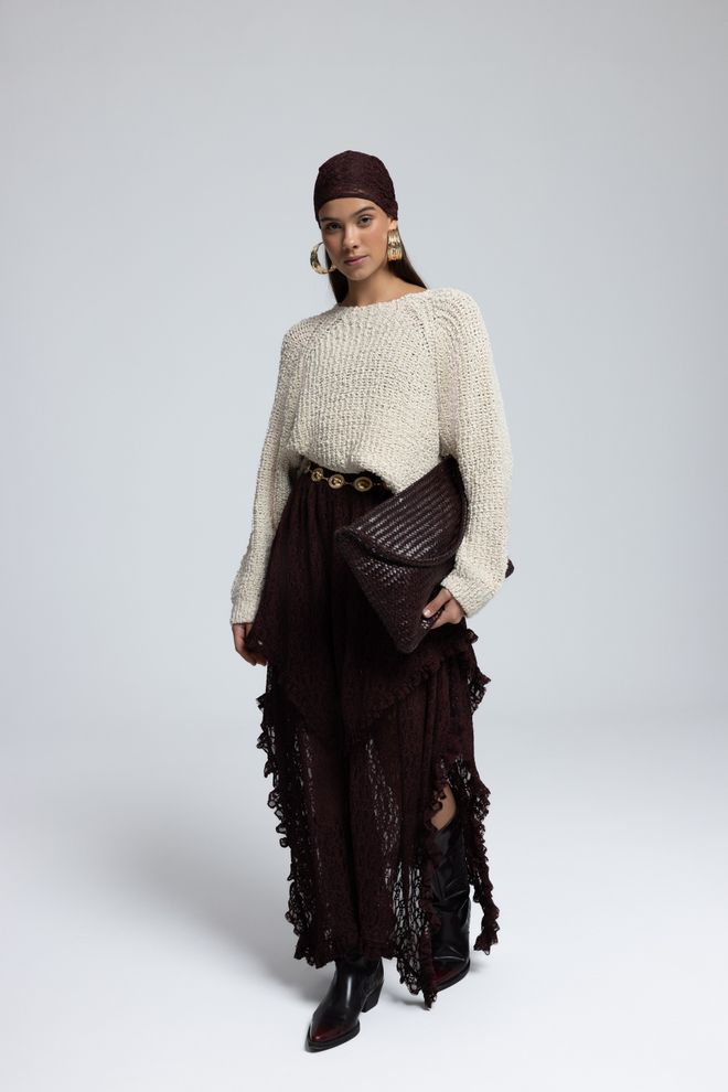 Mai Collection Bej Bol Kesim Yuvarlak Yakalı Kazak Toptan Giyim 5