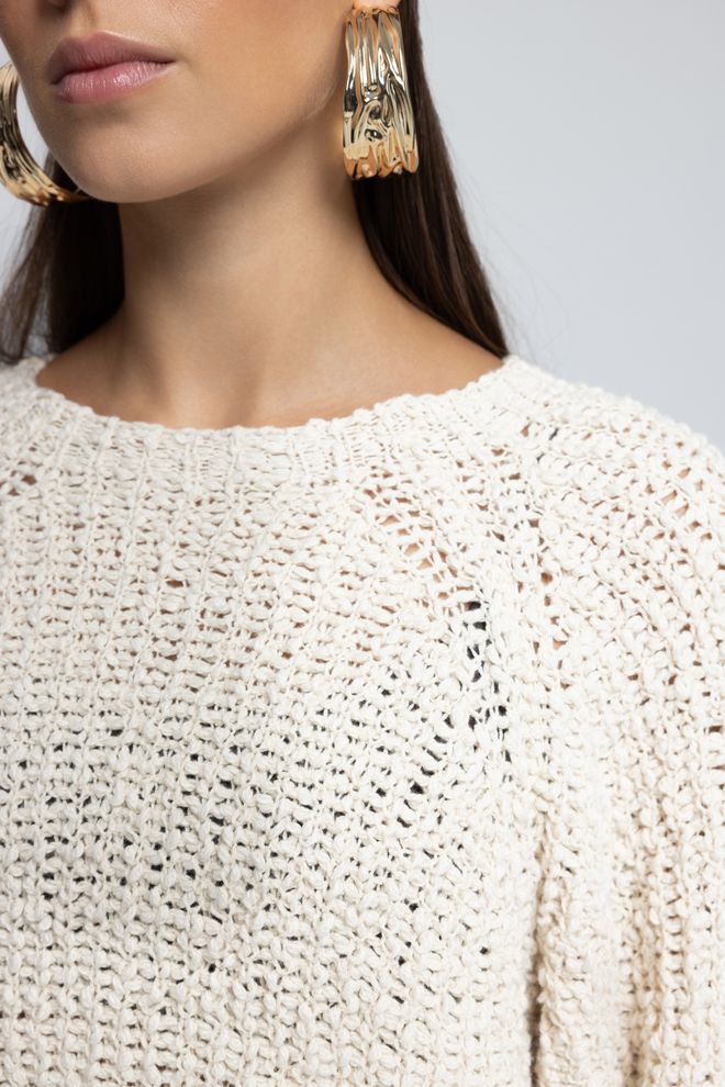 Mai Collection Bej Bol Kesim Yuvarlak Yakalı Kazak Toptan Giyim Kış