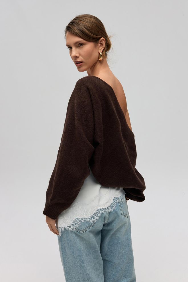 Mai Collection Brown Oversized Fit Casual Elegant Cardigan Wholesale Clothing Casual