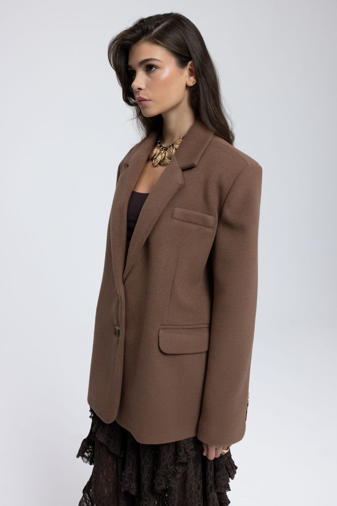 Mai Collection Brown Single Breasted Blazer Jacket Wholesale Clothing Fall