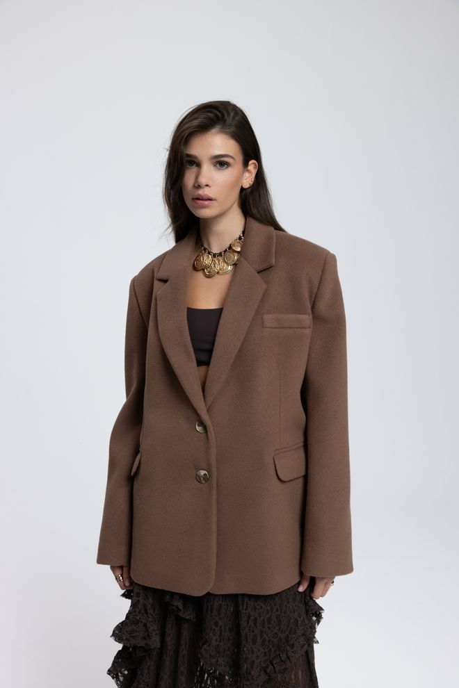 Mai Collection Brown Single Breasted Blazer Jacket Wholesale Clothing Lounge