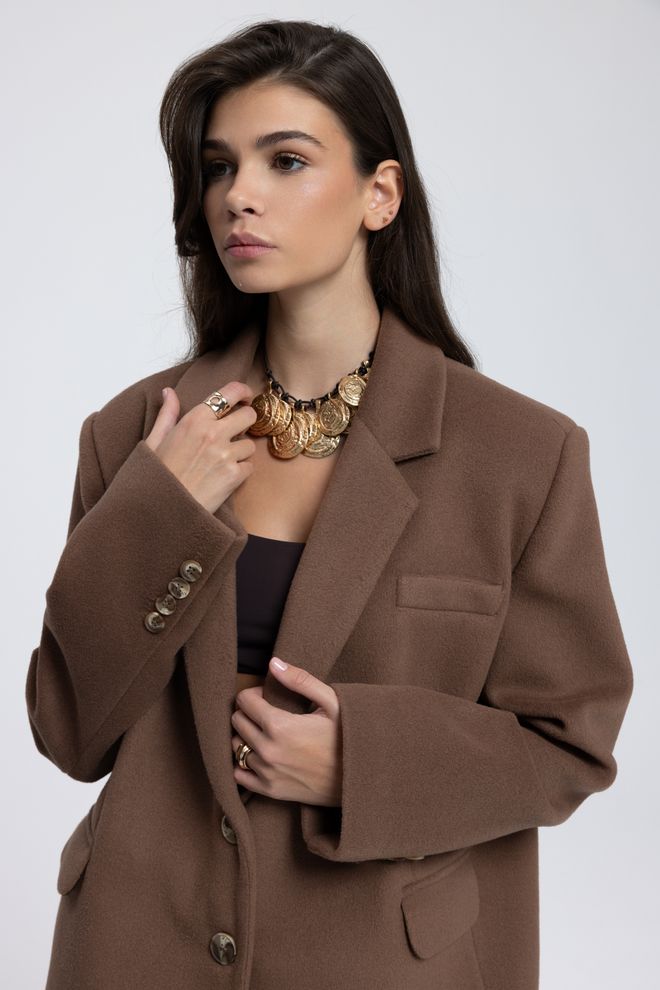 Mai Collection Brown Single Breasted Blazer Jacket Wholesale Clothing 5