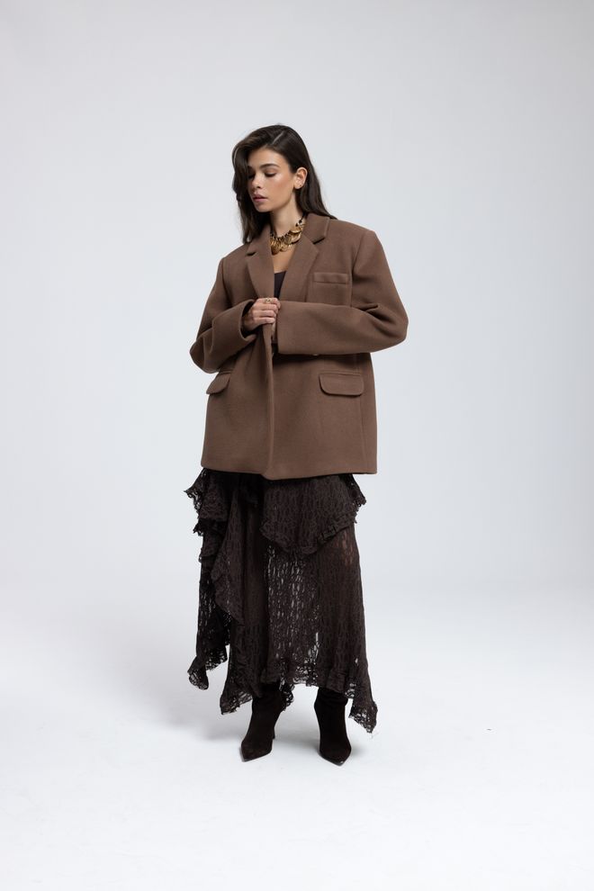 Mai Collection Brown Single Breasted Blazer Jacket Wholesale Clothing Vintage