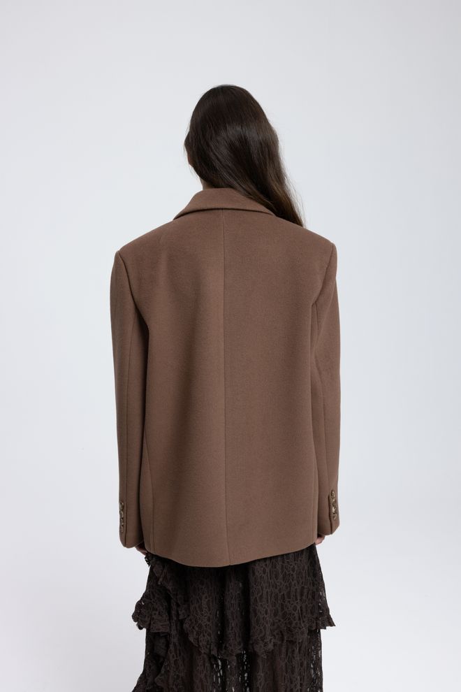 Mai Collection Brown Single Breasted Blazer Jacket Wholesale Clothing Winter