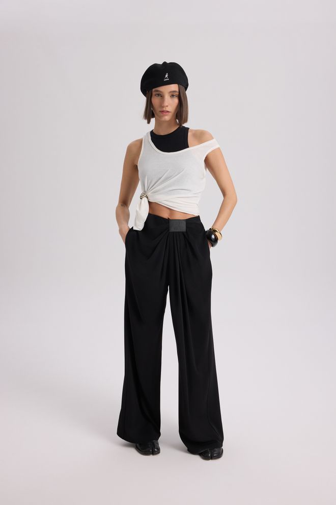 Mai Collection Siyah Palazzo Pantolon Toptan Giyim 1