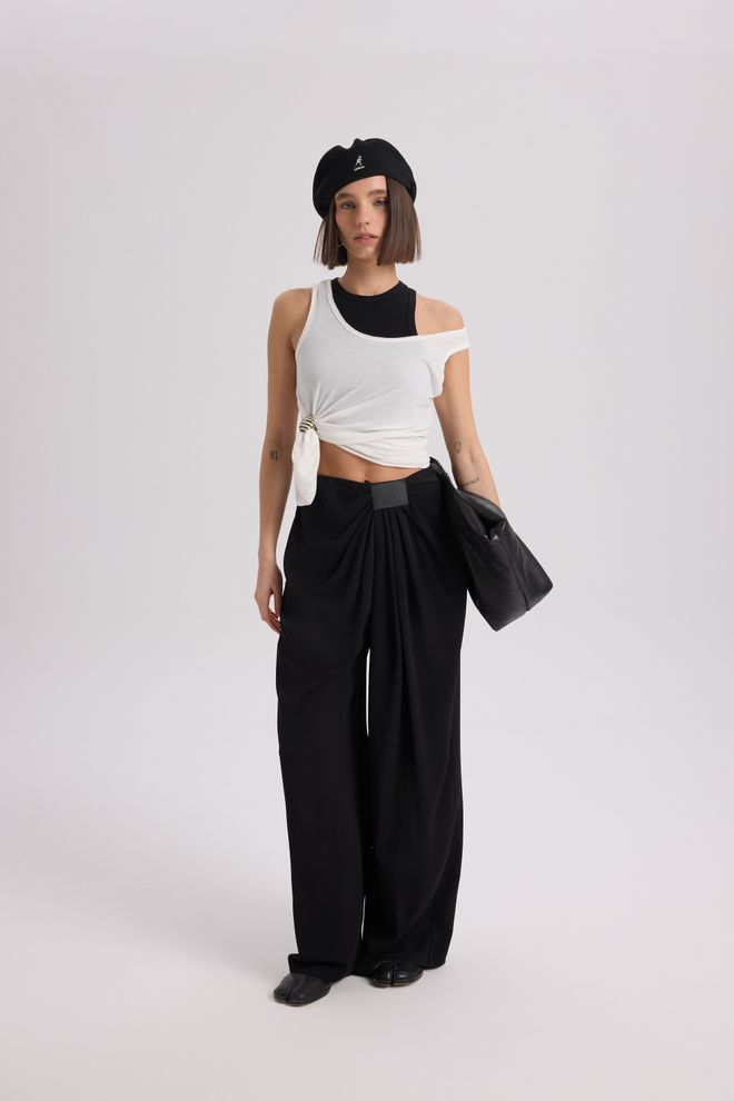 Mai Collection Siyah Palazzo Pantolon Toptan Giyim 5