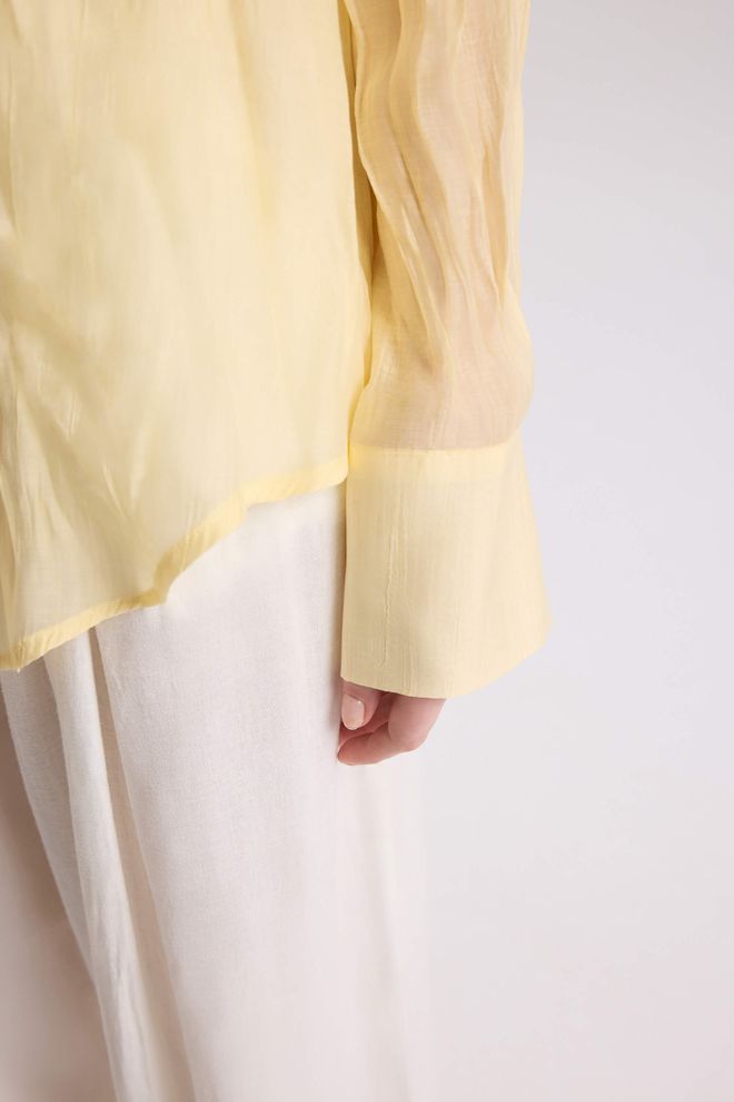 Mai Collection Yellow Casual Elegant Oversized Buttoned Shirt Wholesale Clothing Summer