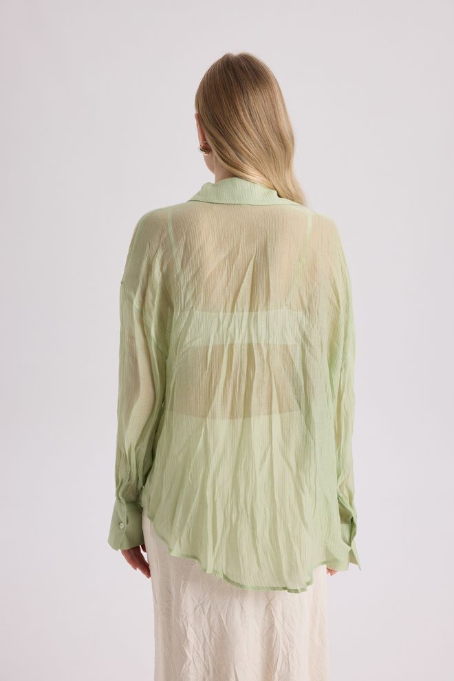 Mai Collection Green Casual Polo Neck Shirt With Buttoned Closure Wholesale Clothing Boho