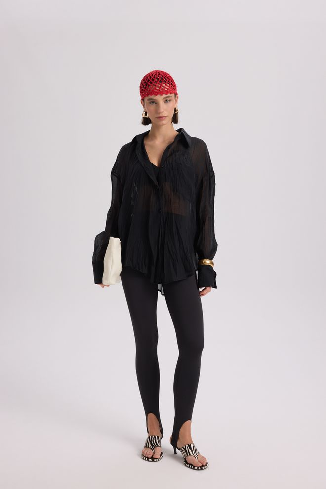 Mai Collection Black Elegant Oversized Shirt With Notched Neck Wholesale Clothing Spring