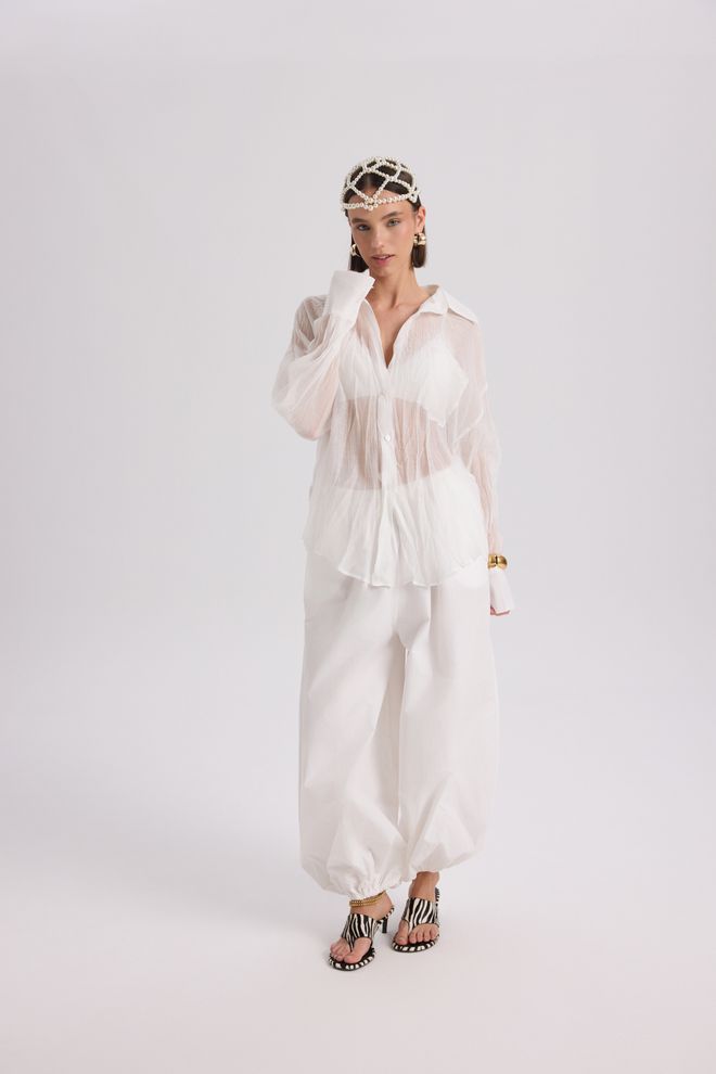 Mai Collection White Elegant Oversized Fit Shirt With Notched Neck Wholesale Clothing Spring