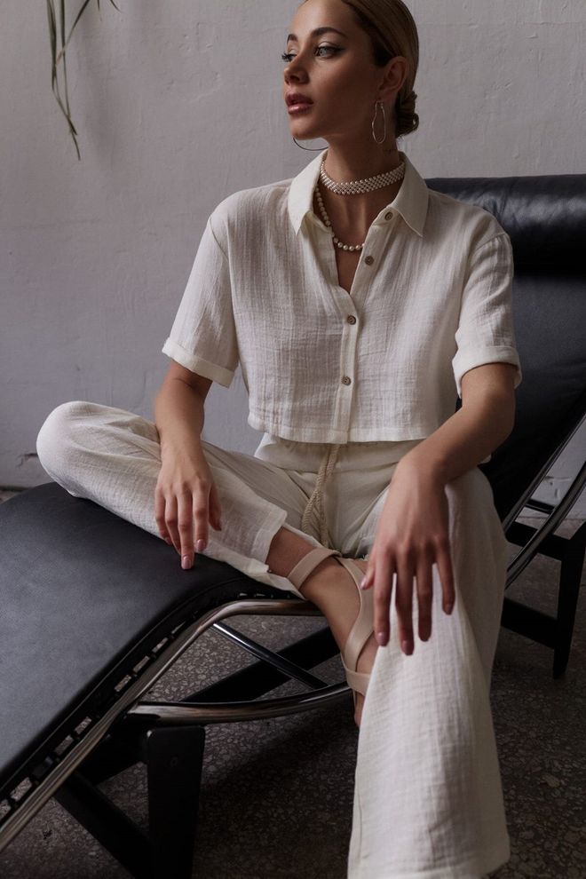 Mai Collection Conjunto Casual Elegante Bege Com Calças Palazzo Roupas por atacado Modesto