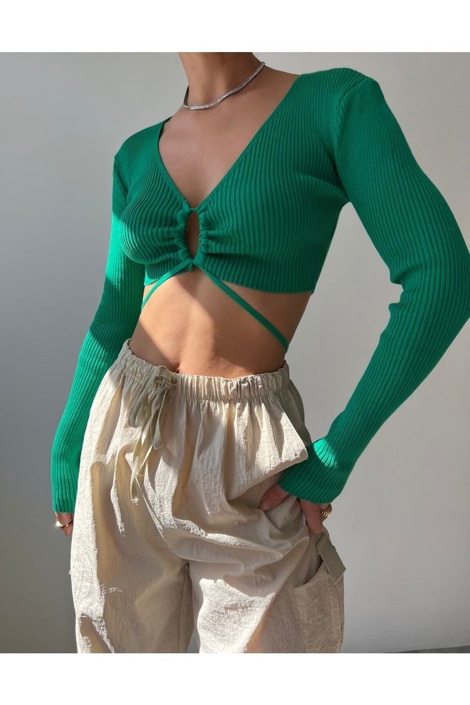 Mai Collection Blusa Verde Slim Fit Con Cuello Redondo Ropa al por mayor Casual