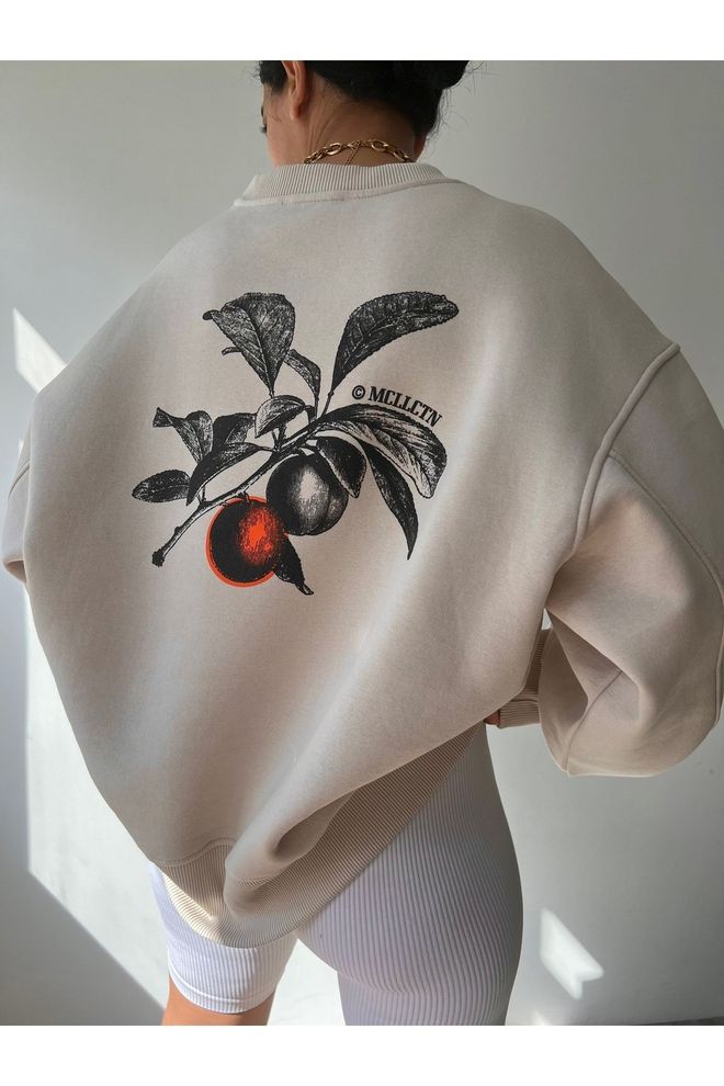 Mai Collection Bež Pulover Oversized Ležerni Slog Oblačila na debelo Ležerno