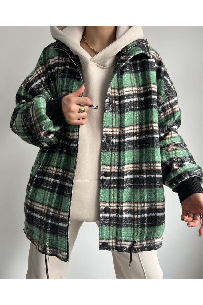 Mai Collection Zelena Karirana Ležerna Gornja Majica Jakna Veleprodaja odjeće Ležerni