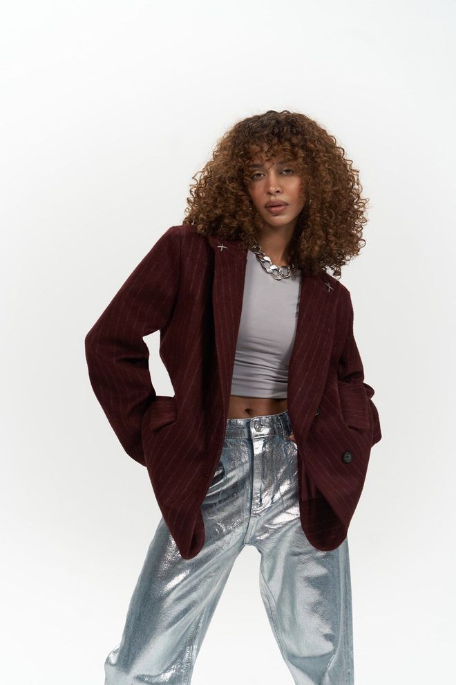 Mai Collection Jakna Bordo Crvena Elegantan Blejzer S Jednorednim Kopčanjem Veleprodaja odjeće Ležerni