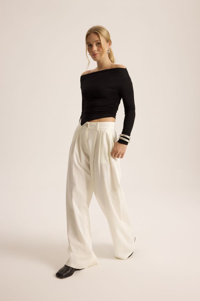 Mai Collection White Elegant Formal Palazzo Pants Wholesale Clothing Lounge