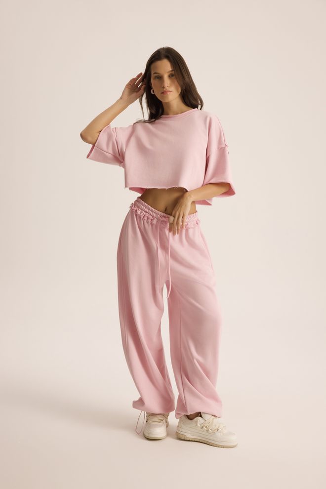 Mai Collection Conjunto Rosa Casual Esportivo Oversized Jogger Roupas por atacado Desporto