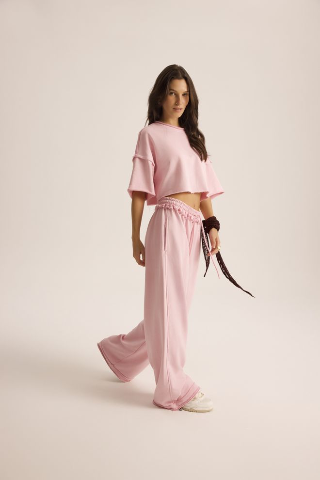 Mai Collection Conjunto Rosa Casual Esportivo Oversized Jogger Roupas por atacado Trabalho