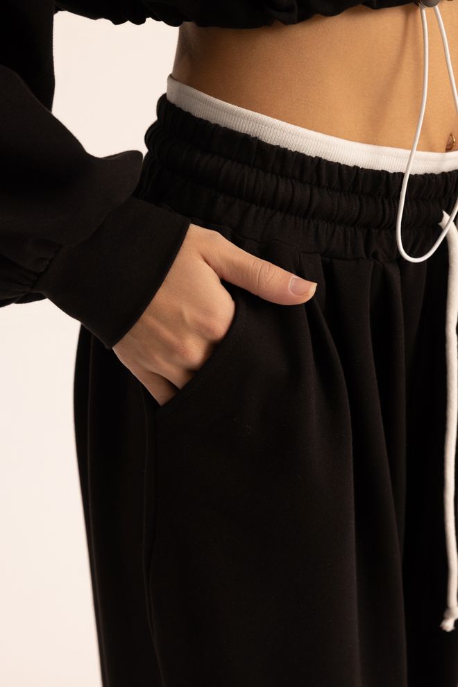 Mai Collection Black Set Casual Streetwear Oversized Palazzo Wholesale Clothing Work