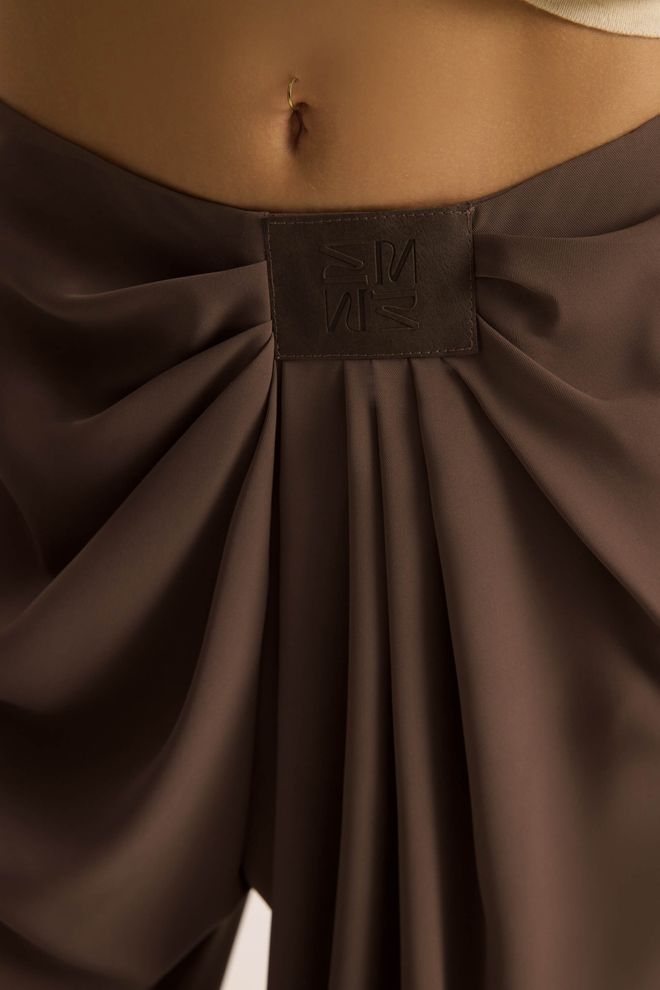 Mai Collection Kahverengi Zarif Gündelik Palazzo Pantolon Toptan Giyim İş