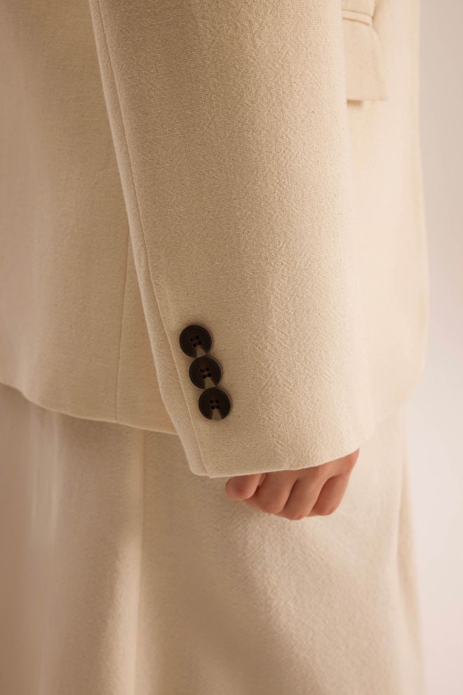 Mai Collection Beige Single Breasted Blazer Jacket Wholesale Clothing 1