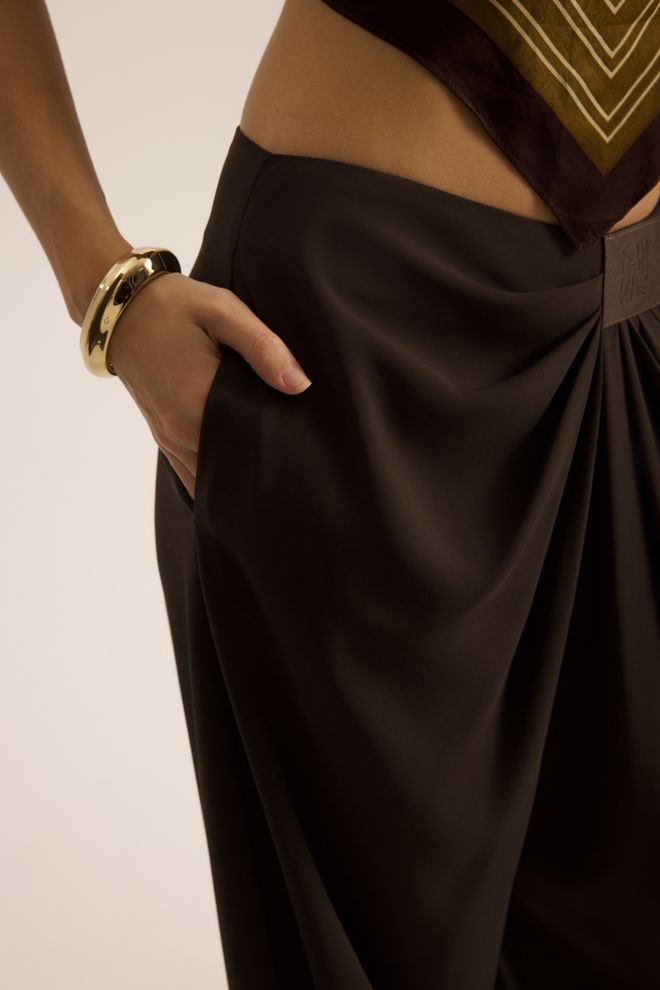 Mai Collection Brown Elegant Palazzo Pants Wholesale Clothing Casual