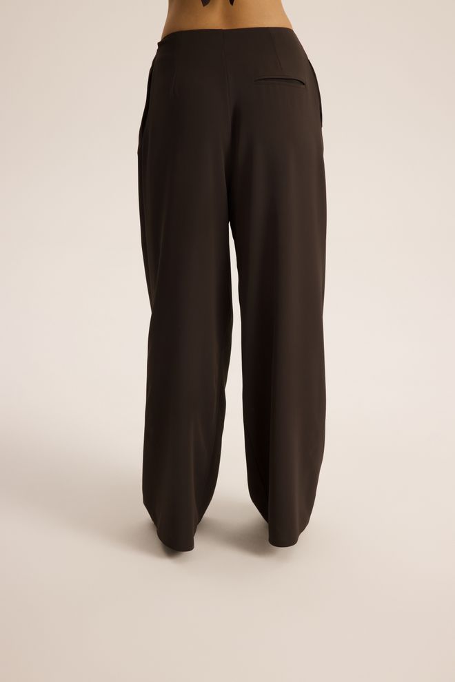 Mai Collection Kahverengi Zarif Palazzo Pantolon Toptan Giyim Kokteyl