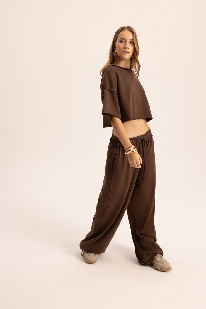 Mai Collection Conjunto Castanho Casual Desporto Streetwear Roupas por atacado A relaxar