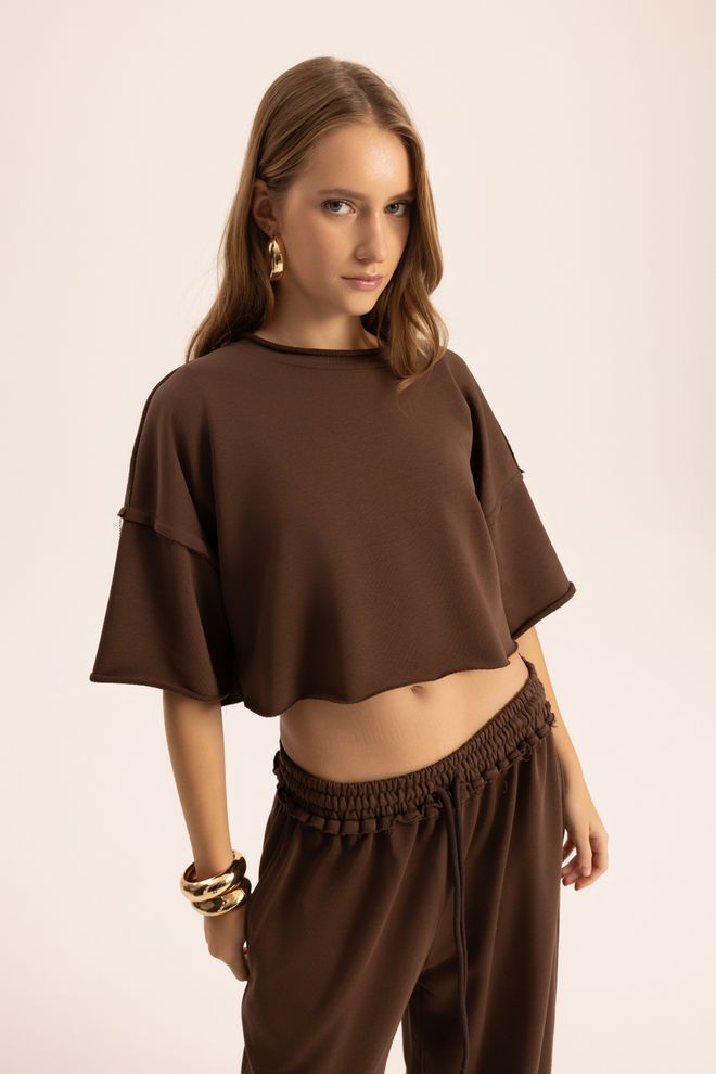 Mai Collection Conjunto Castanho Casual Desporto Streetwear Roupas por atacado Primavera