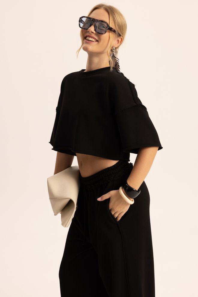 Mai Collection Conjunto Preto Casual Esporte Rua Roupas por atacado A relaxar