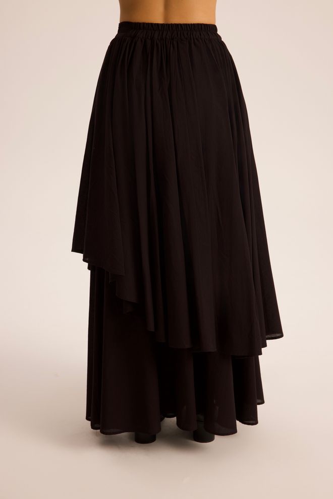 Mai Collection Crna Maxi Slojevita Suknja Sa Srednjim Strukom Veleprodaja odjeće Skroman