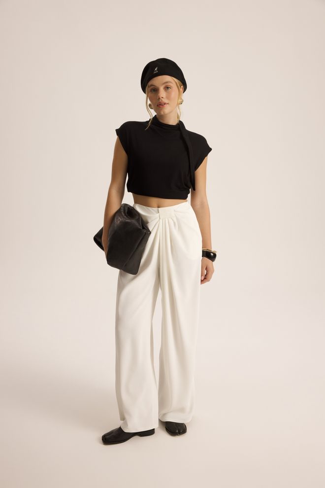 Mai Collection Beyaz Zarif Resmi Palazzo Pantolon Toptan Giyim İş