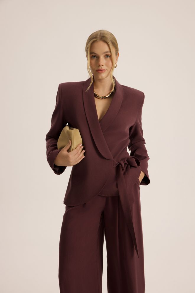 Mai Collection Fato Vermelho Clarete Formal Elegante Roupas por atacado Primavera