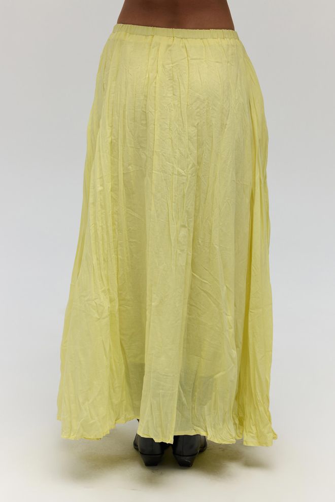 Mai Collection Yellow Flared Maxi Skirt With Mid Waist Wholesale Clothing Summer