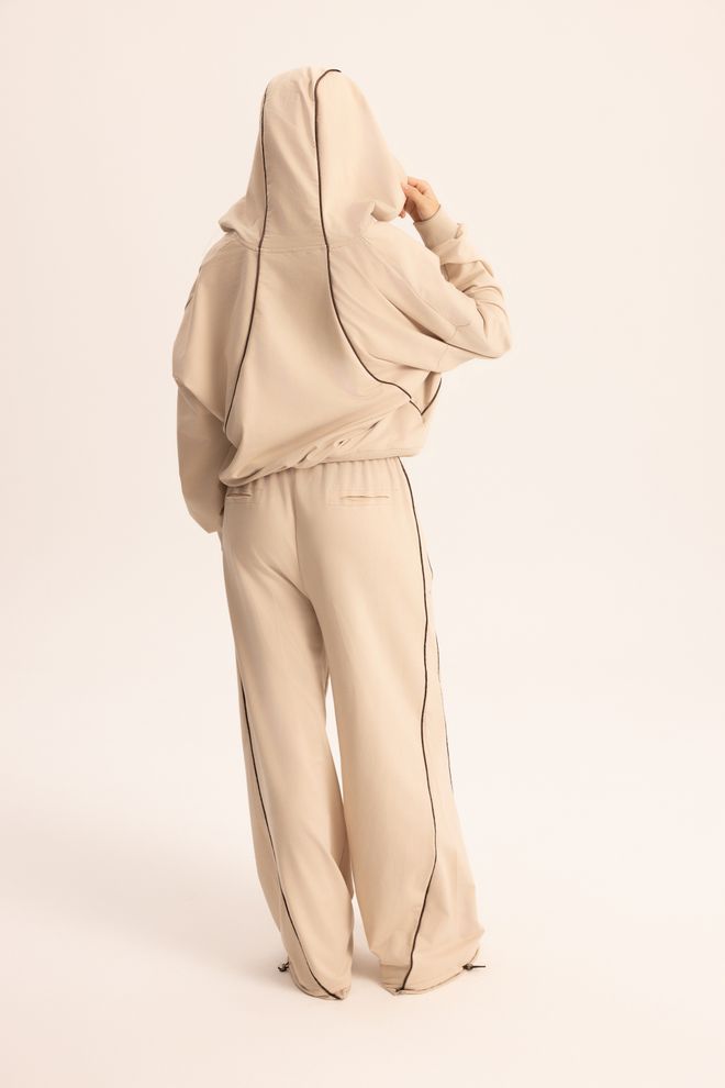 Mai Collection Beige Casual Sport Set With Hooded Neck Wholesale Clothing Sport
