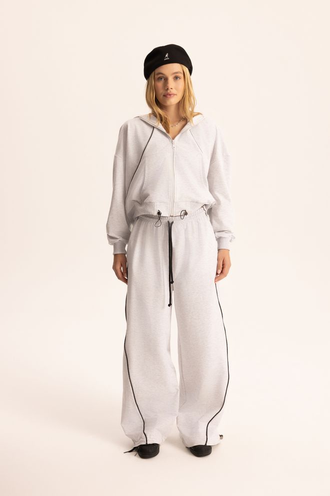 Mai Collection Grey Oversized Jogger Set With Hooded Neck Wholesale Clothing 1